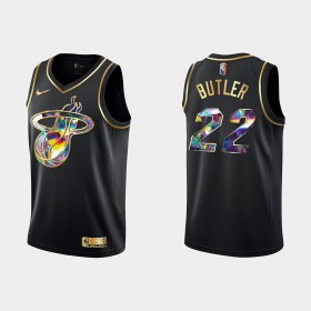 Dres Miami Heat Jimmy Butler 22 Nike 2021-22 Crno Golden Edition 75th Anniversary Diamond Swingman